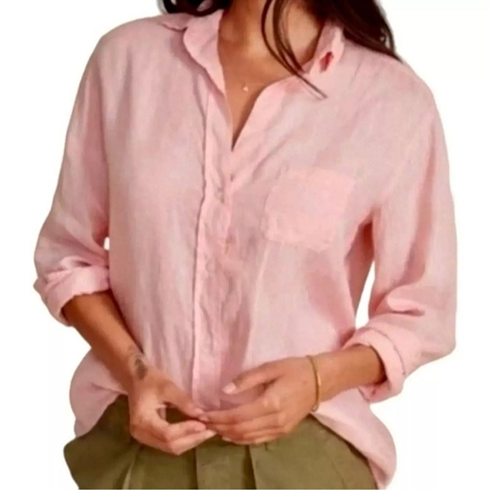 Grayson By Frank & Eileen Anthro HERO 100% Linen Pink Button Down Shirt Sz. XS/S